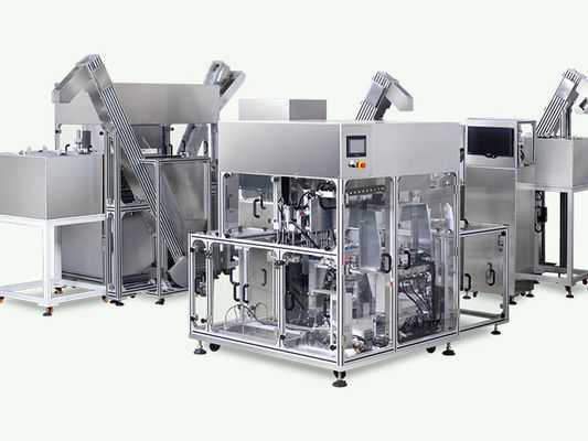 Automated assembly machine for blood collection needles is suitable for medical disposable blood collection needles with high capacity. High efficiency