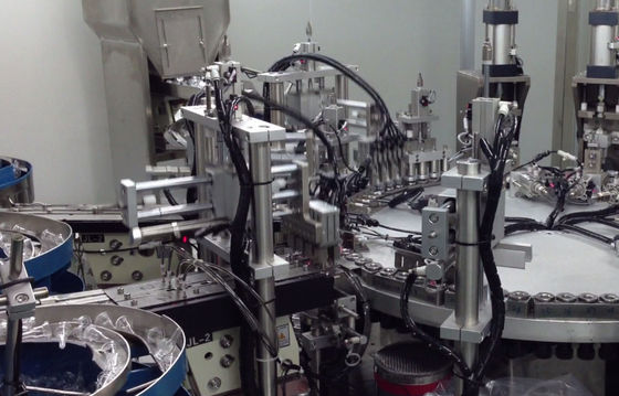 Euro Cap Assembly Machine for Automatic Assembly of Easy Peel Foil Caps for IV Infusion Soft Bags and Bottles