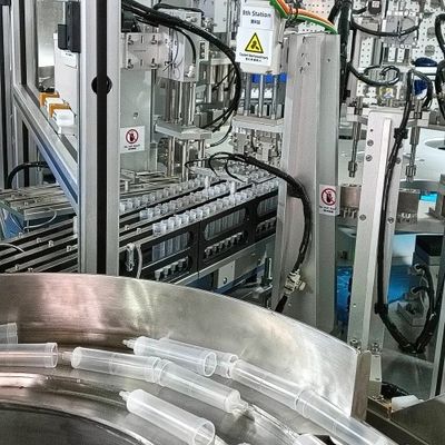Advanced And Customizable Medical Product Assembly Machine For I.V. Drops With Fibre Optic Inspection And Solutions